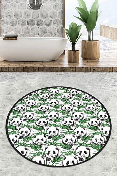 Chilai Home Χαλί μπάνιου Green Panda Διάμετρος 100x100 cm Djth
