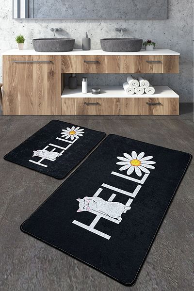 Chilai Home Hola Gato Djt Set of 2 - Bathroom Rug
