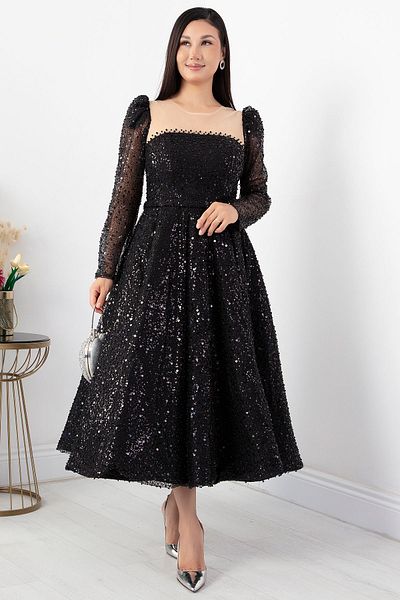 PULLIMM Rochie din tul cu paiete cu detaliu din tul - ECR5809