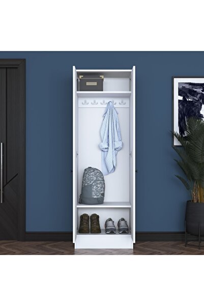 Rani Mobilya Rani P6 Modern Kapaklı Portmanto Askılık Vestiyer Beyaz M14