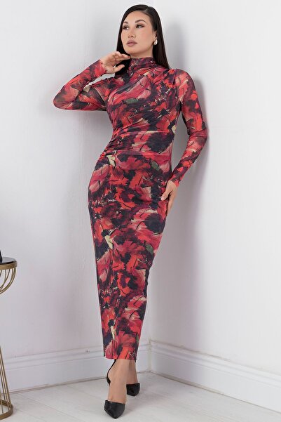 PULLIMM Long Sleeve Tulle Dress - Gathered Waist, Grs3328