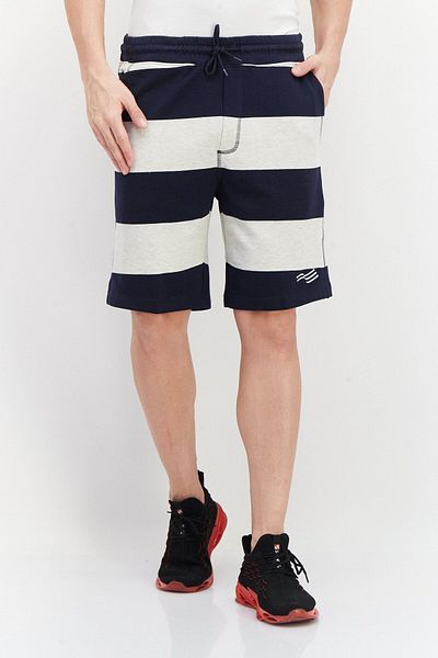 Perry Ellis شورت مخطط أساسي للرجال، أزرق داكن