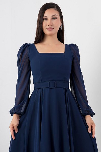 PULLIMM Chiffon Dress - Square Collar, Dns1302 Model