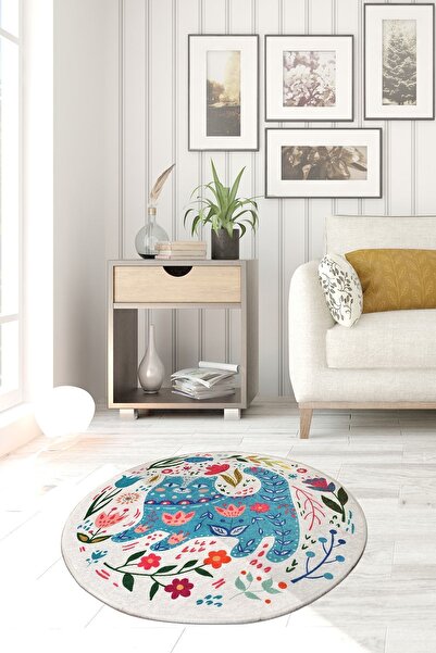 Chilai Home Blue Cats Dekoratıf Çap Dekoratif Marka Yıkanabilir Kaymaz Taban ...