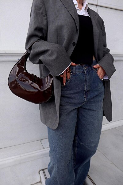 Mercan Τσάντα χειρός και ώμου από λουστρίνι με ρυθμιζόμενο λουράκι, γυναικεία...