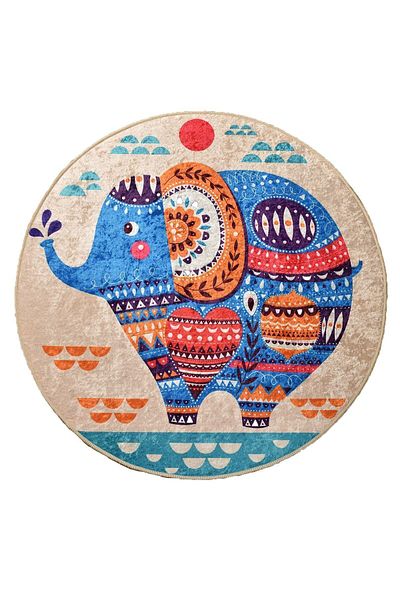 Chilai Home Ethnic Διάμετρος 140 cm Μοκέτα μπάνιου, Σφουγγαρίστρα Djth