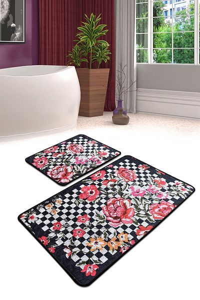 Chilai Home Комплект от 2 килима и постелки за баня Black Rose