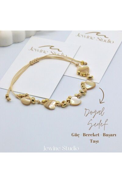 jewine studio سوار على شكل قلب من حجر اللؤلؤ الطبيعي الحقيقي