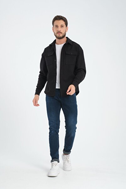 VIKUNYA Zimní oversize texturovaná dřevorubecká košilová bunda Wide Fit (dárkové balení)