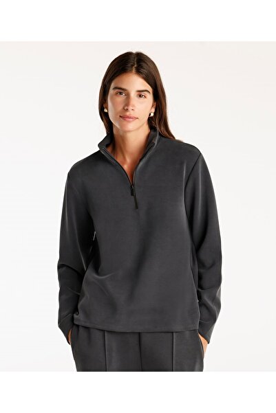 Yargıcı Dik Yakalı Fermuarlı  Sweatshirt