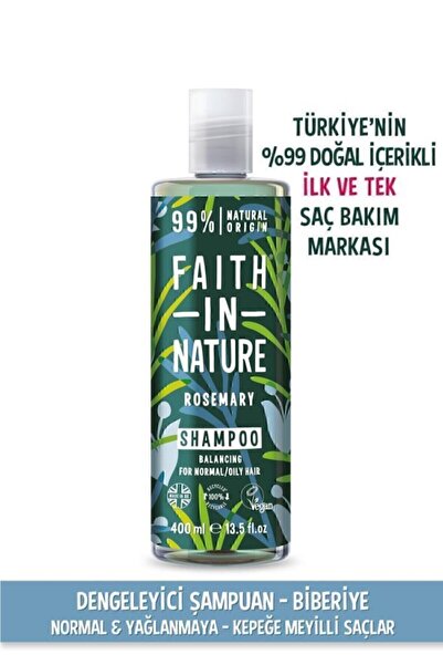 Faith In Nature %99 Doğal Dengeleyici Şampuan  Biberiye Normal&Yağlanmaya-Kepeğe Meyilli Saçlar İçin