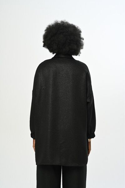 Orfeo Negro Γυναικείο πουκάμισο Oversize - Μονόχρωμο, Διπλή Τσέπη, Μανίκια με κορδόνια