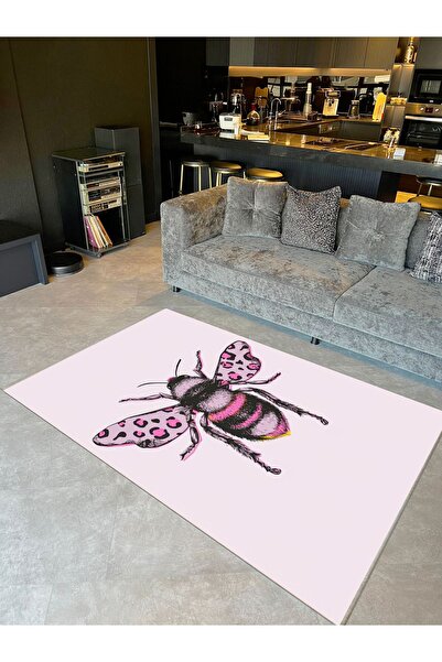 Rugs Modern Halı Συλλογή İnci Μοντέρνο Διακοσμητικό Χαλί με Ροζ Μοτίβο Μέλισσ...