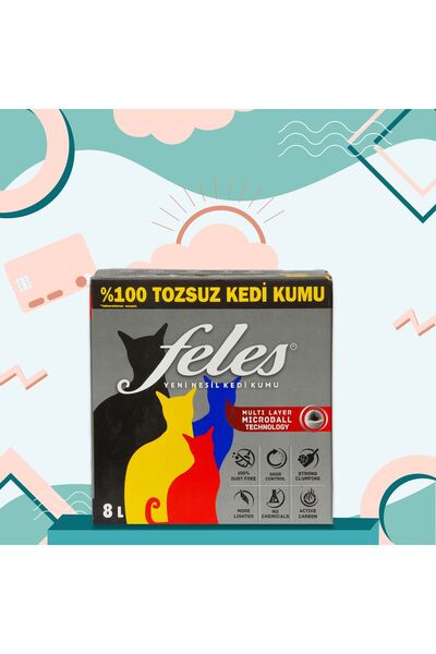 FELES Tozsuz Kedi Kumu 4 Adet Kutu (TAMAMEN DOĞAL , AKTİF KARBONLU)
