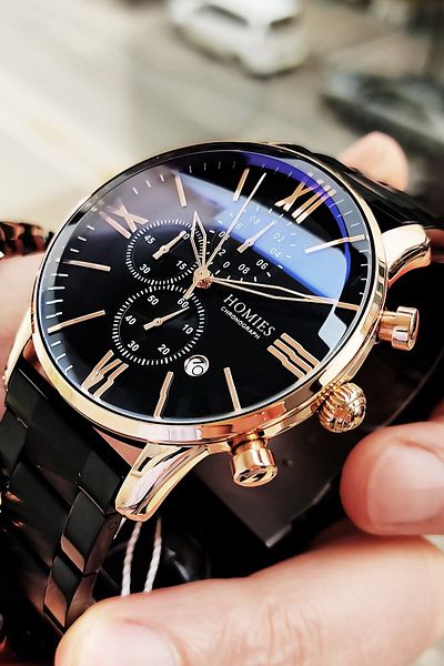Homies Men's Wristwatch 3 Atm Waterproof Black Color Steel Cord Bracelet Gift Elg1212