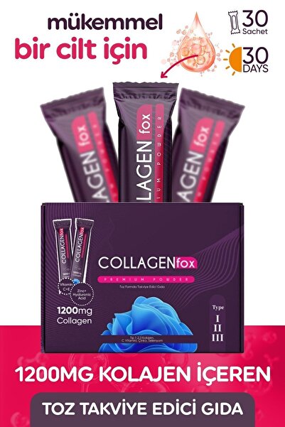 CollagenFox مسحوق مكمل غذائي يحتوي على 1200 ملجم كولاجين، 30 كيسًا