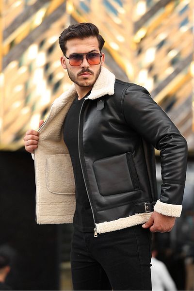 Boymen Winter Men's Leather Jacket - Windproof