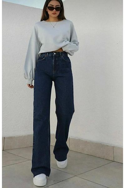 Pubi Palazzo High Waist Stretchy Wide Leg Jeans