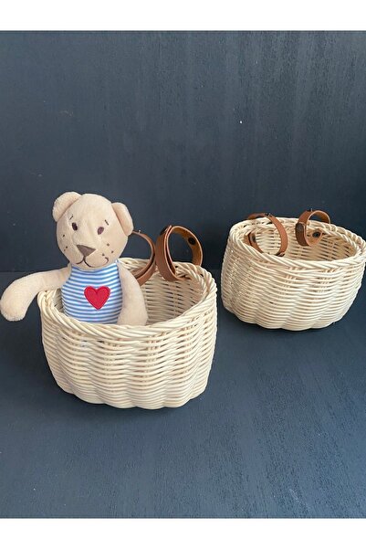 Light Rattan Bambu Hasır Çocuk Scooter / Bisiklet Sepeti