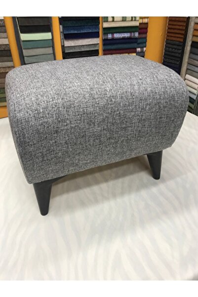 Lütfiye Gündoğan Ayak Uzatmalık Leke Tutmaz Keten Kumaş Gri Renk Puf/bench Yükseklik 40cm