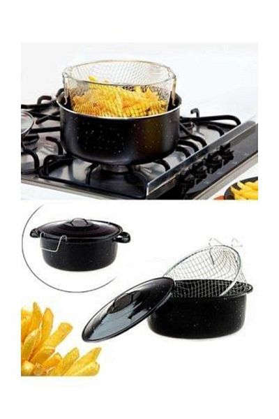 Essan Fryer Sausage Potato Pumpkin Eggplant Frying Pot Fryer Enamel Pot