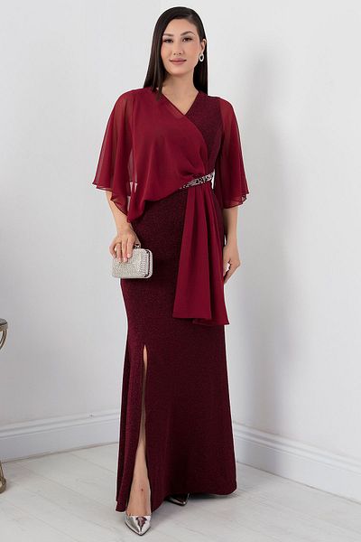 PULLIMM Rochie de seara cu decolteu in V din sifon si piatra AP-075