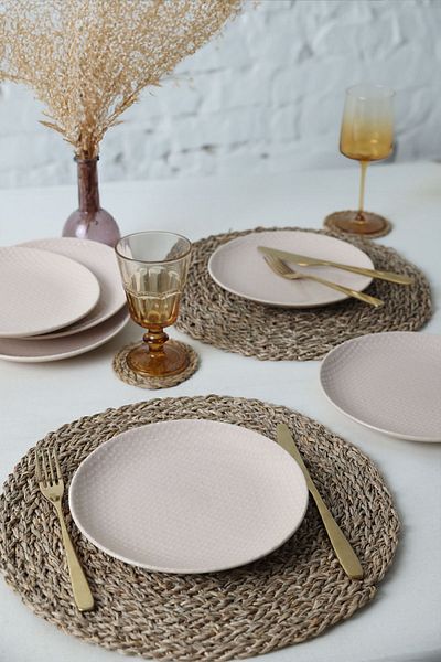 Keramika 21 Cm 6 Pieces Sandy Cream Relief Cake Plate - Q32