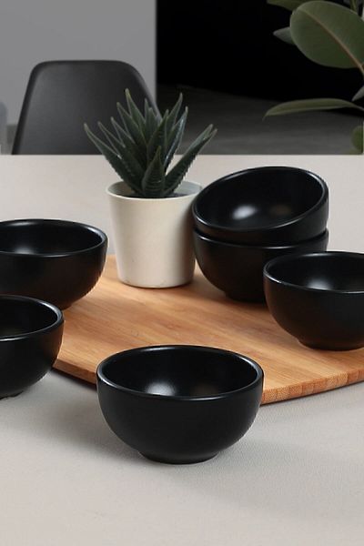 Keramika Matte Black Cloud Snack Bowl / Sauce Bowl 8 Cm 6 Pieces