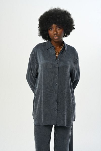 Orfeo Negro Γυναικείο πουκάμισο Oversize μονόχρωμο