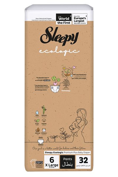 Sleepy Ecologic Pants Size 6 | 32 Count | Eco-Friendly | Hypoallergenic | Absorbent | All-Natural