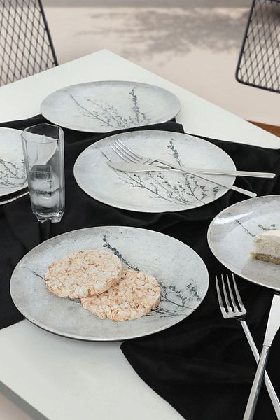 Keramika Farfurie Tort Floare Neagra 20 Cm 6 Bucati 20974