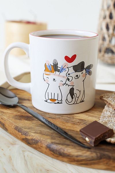 Keramika 10 cm Wide Cat Love Cylinder Mug