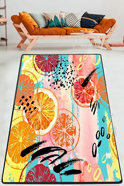 Chilai Home Vitamine Dekoratif Halı Kaymaz Taban Yıkanabilir Halı Djth