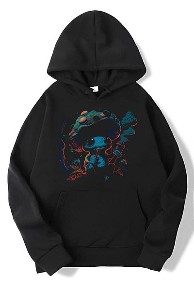 BRZ COLLECTION Unisex Oversize Mushroom Smoking Forest Hoodie