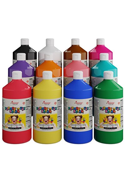 Red Rose Tüm Renkler Parmak Boyası 12'li Set 12x1000gr, Yıkanabilir, Toksik İ...