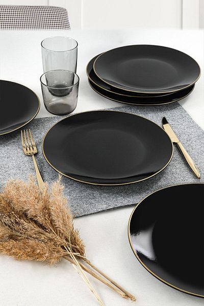 Keramika Farfurie De Servire Keramic Black Gold Line 26 Cm 6 Bucuri
