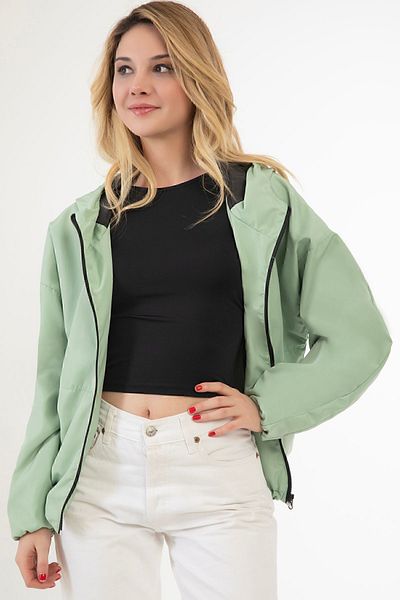 Riverstorm Women's Water Green Water and Windproof Oversize Raincoat with Hooded Pocket - Windbreaker
