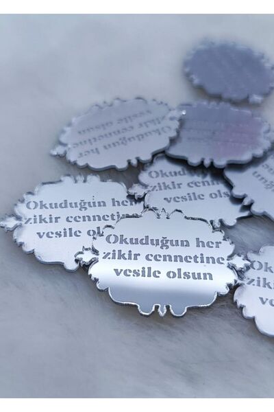 Elzem Ahşap aynalı pleksi, magnet ve nikah şekeri etiketi 50 adet