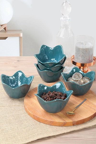 Keramika Green Luster Artistic Lily Snack Bowl / Μπολ Σάλτσας 12 cm 6 Τεμάχια