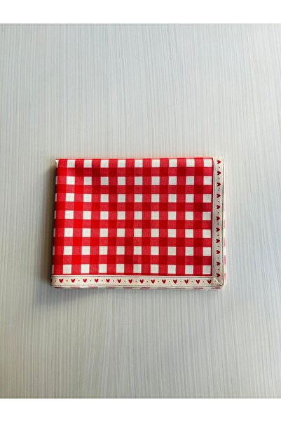 BEYZACA Geometrik Seri, Kırmızı Pötikare Desenli Tasarım Beslenme Örtüsü / Am...