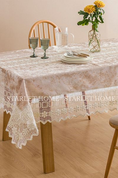 starlet home collection Кадифена покривка за маса Мимоза с френска дантела