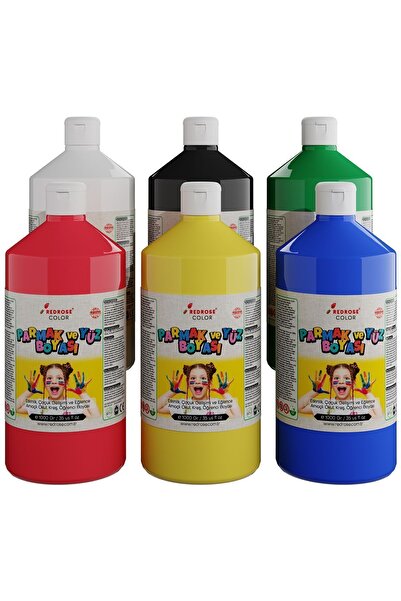 Red Rose Ana Renkler Parmak Boyası 6'lı Set 6x1000gr, Yıkanabilir, Toksik İçe...