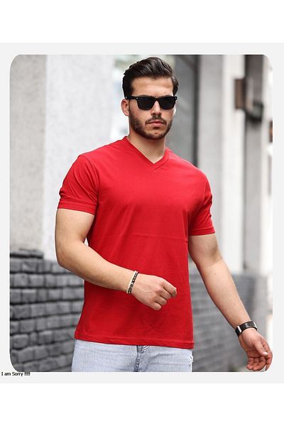 Spor Life Men's Style Cotton V-Neck T-Shirt