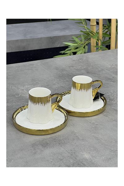 ACAR Aurora Duo 2-Piece Luxury Porcelain Cup Set - Gold