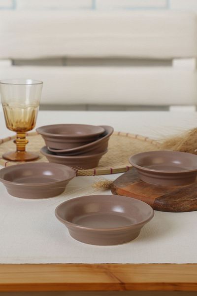 Keramika Matte Earth Taupe Bloom Μπολ Σνακ / Μπολ Σάλτσας 12 εκ. 6 Τεμάχια 977
