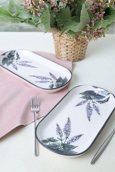 Keramika 28 Cm 2 Pieces Flower Garden Noyan Boat Plate - 18939