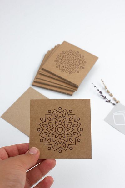 carton box Cardboard Box 25 Pieces Kraft Square Mandala Patterned Label Card