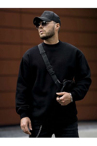 LA GULER Χειμερινό φούτερ Unisex Oversize - Crew Neck, 3 κλωστές βαμβακερό, φλις και σαρντόνι