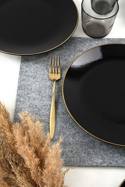 Keramika Farfurie De Servire Keramic Black Gold Line 26 Cm 6 Bucuri