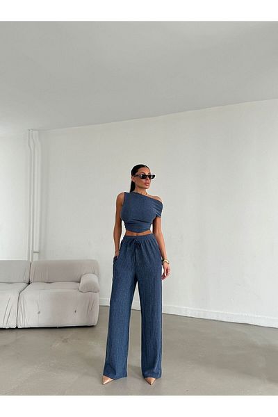 Anonim Moda Women's Crop Pants Set